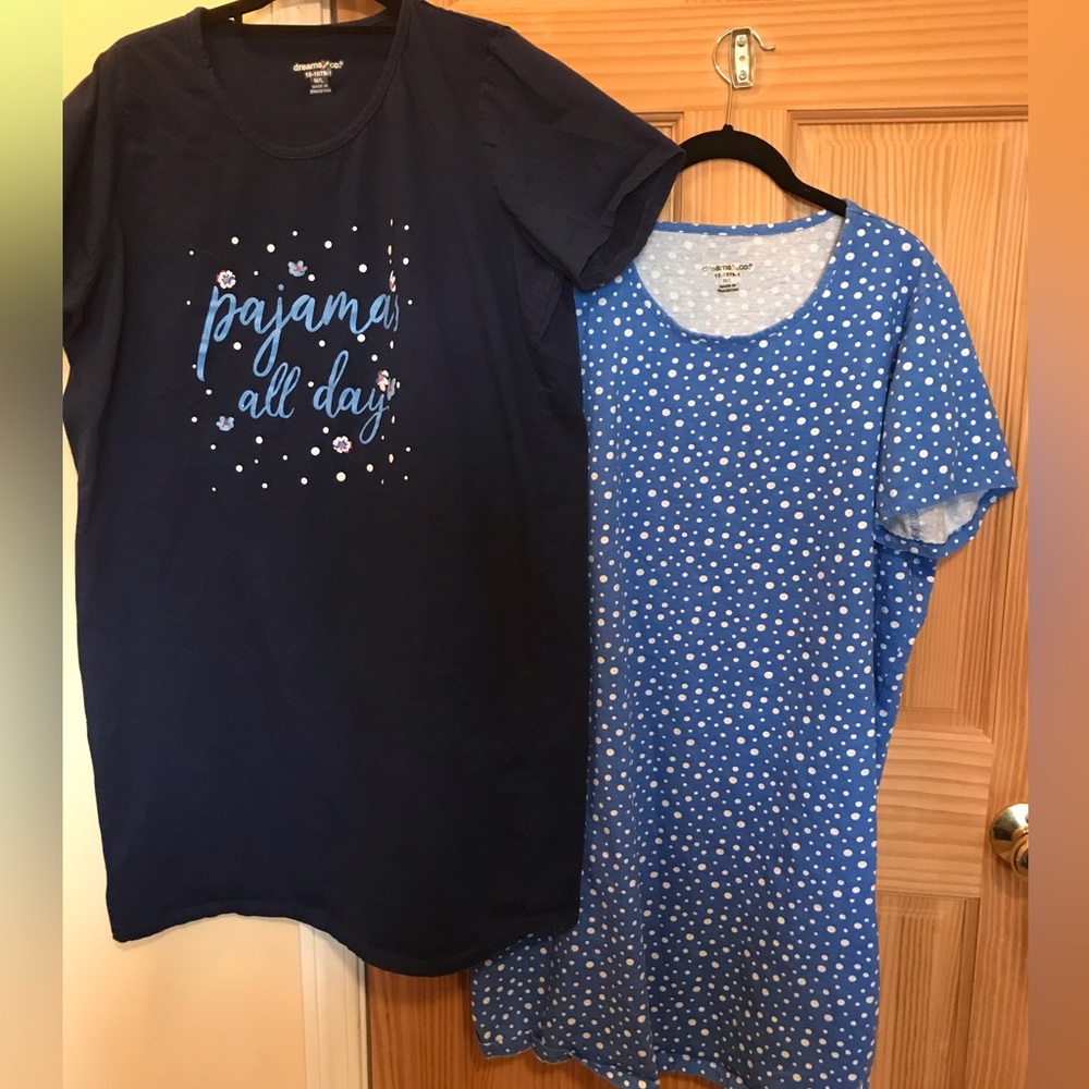 Dreams co. Cotton night gowns in navy and blue with white dots size M/L.